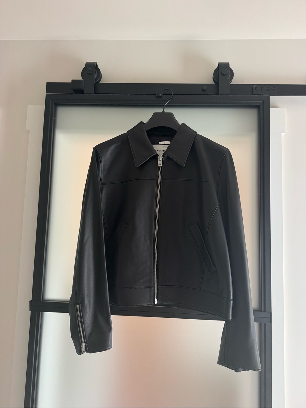 NWT Coach Black Leather Zip-Front Women's Jacket